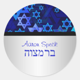 PixDezines mod sterren/ster van David/Bar Mitzvah Ronde Sticker