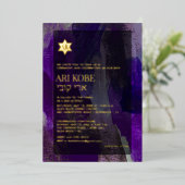 PixDezines Modern Abstracte Waterverf Bar Mitzvah Folie Uitnodiging (Staand Voorkant)