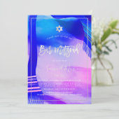 PixDezines Modern Abstracte Waterverf Bar Mitzvah Kaart (Staand voorkant)