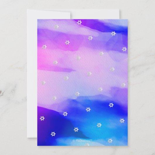 PixDezines Modern Abstracte Waterverf Bar Mitzvah Kaart (Achterkant)