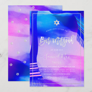 PixDezines Modern Abstracte Waterverf Bar Mitzvah Kaart