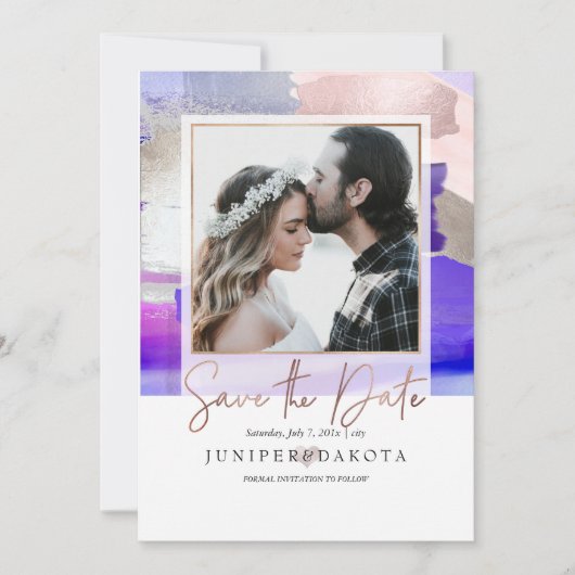 PixDezines Modern Art, Paarse Blush Silver Grey Kaart (Voorkant)