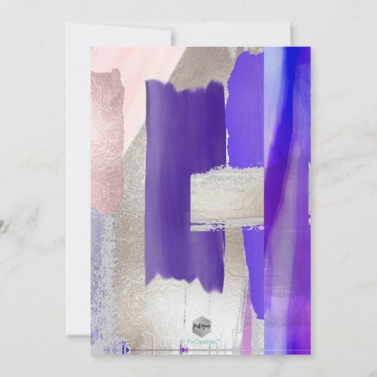 PixDezines Modern Art, Paarse Blush Silver Grey Kaart (Achterkant)
