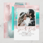 PixDezines Modern Art, Roos Gold Blauwgroen Aqua Kaart (Voorkant / Achterkant)