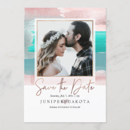 PixDezines Modern Art, Roos Gold Blauwgroen Aqua Kaart