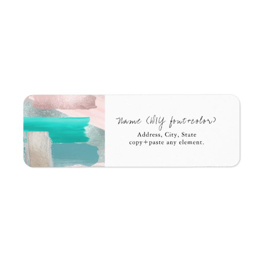 PixDezines Modern Art Waterverf Aqua Blush Etiket (Voorkant)