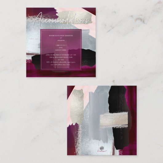 PixDezines Modern Blush Burgundy Accommodations Informatiekaartje (Voorkant / Achterkant)