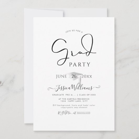 PixDezines Modern Calligrafie Script Afstuderen in Kaart (Voorkant)