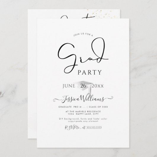 PixDezines Modern Calligrafie Script Afstuderen in Kaart (Voorkant / Achterkant)