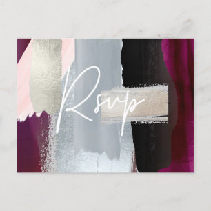 PixDezines Modern Dahlia Red RSVP met maaltijdkeuz Uitnodiging Briefkaart