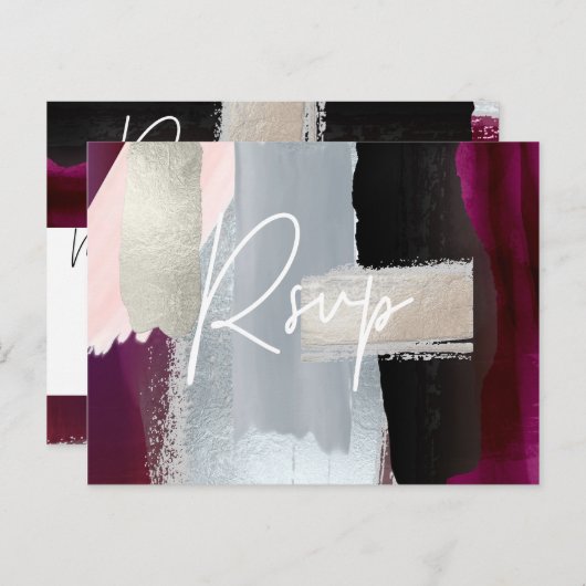 PixDezines Modern Dahlia Red RSVP met maaltijdkeuz Uitnodiging Briefkaart (Voorkant / Achterkant)