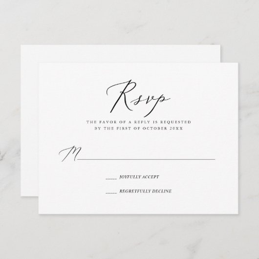 PixDezines Modern Elegant Calligraphy RSVP Uitnodiging Briefkaart (Voorkant / Achterkant)