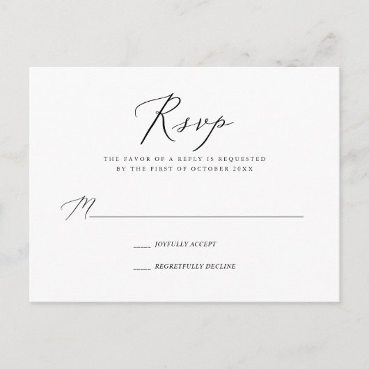 PixDezines Modern Elegant Calligraphy RSVP Uitnodiging Briefkaart (Voorkant)