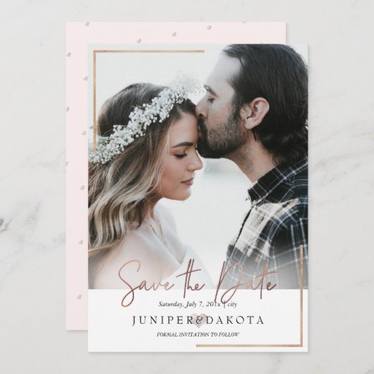 PixDezines Modern Framed Photo Sla de datumkaarten Kaart (Voorkant / Achterkant)