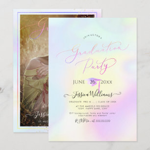 PixDezines Modern Holografisch Afstuderen Kaart