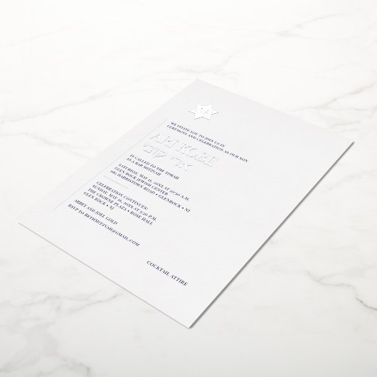 PixDezines Modern minimalistische balk Mitzvah Folie Uitnodiging (Gedraaid)