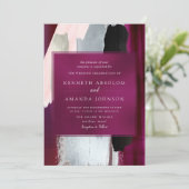 PixDezines Modern Waterverf Blush Bourgondië grijs Kaart (Staand voorkant)