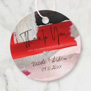 PixDezines Modern Waterverf Rood zwart Bedankjes Labels