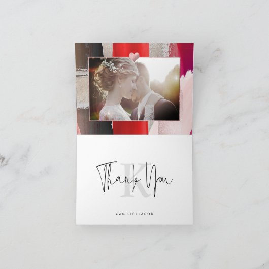 PixDezines Modern Waterverf Rood zwart Bedankkaart (Binnen)