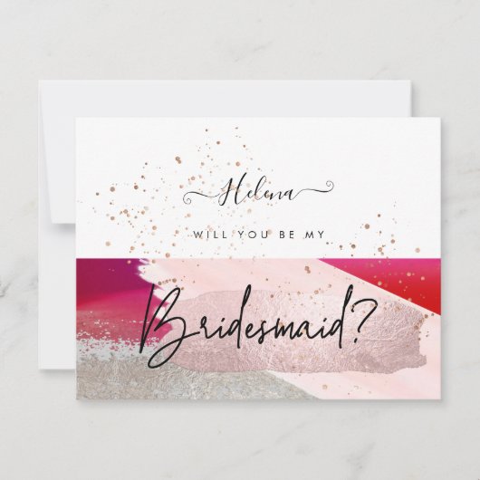 PixDezines Modern Waterverf Rood zwart Kaart (Voorkant)