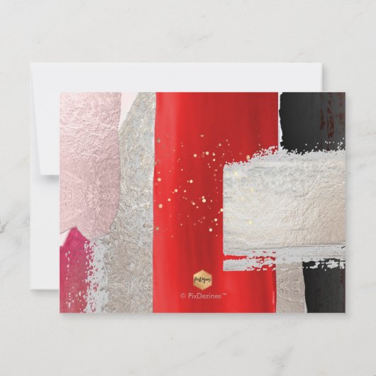 PixDezines Modern Waterverf Rood zwart Kaart (Achterkant)