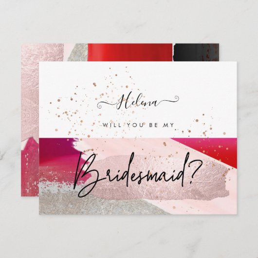 PixDezines Modern Waterverf Rood zwart Kaart (Voorkant / Achterkant)