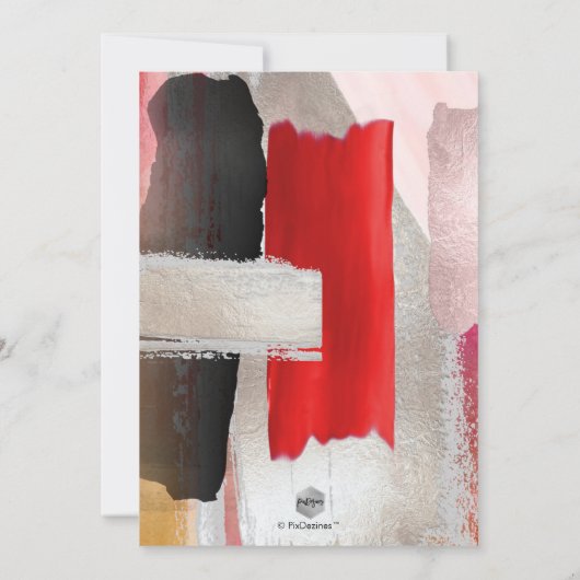 PixDezines Modern Waterverf Rood zwart Kaart (Achterkant)