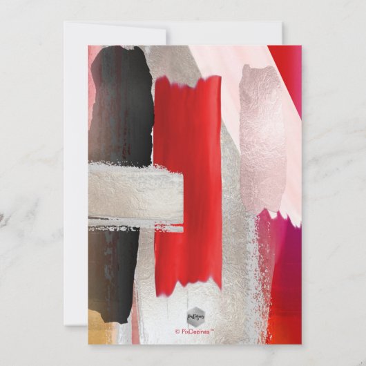 PixDezines Modern Waterverf Rood zwart Kaart (Achterkant)