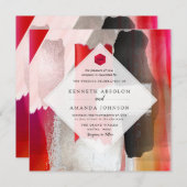 PixDezines Modern Waterverf Rood zwart Kaart (Voorkant / Achterkant)