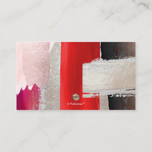 PixDezines Modern Waterverf Rood zwart Plaatskaartje (Achterkant)