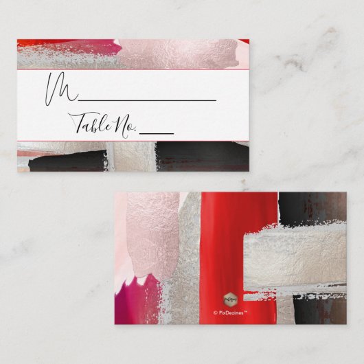 PixDezines Modern Waterverf Rood zwart Plaatskaartje (Voorkant / Achterkant)