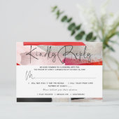 PixDezines Modern Waterverf Rood zwart RSVP Kaartje (Staand voorkant)