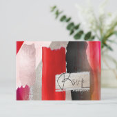 PixDezines Modern Waterverf Rood zwart RSVP Kaartje (Staand voorkant)