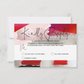 PixDezines Modern Waterverf Rood zwart RSVP Kaartje (Achterkant)