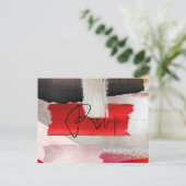 PixDezines Modern Waterverf Rood Zwart RSVP Uitnodiging Briefkaart (Staand voorkant)