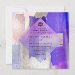PixDezines Modern Waterverf Violet+Zilver Kaart