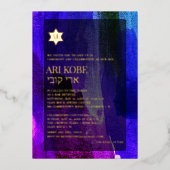 PixDezines Moderne Abstracte Waterverf Bar Mitswa Folie Uitnodiging (Voorkant)