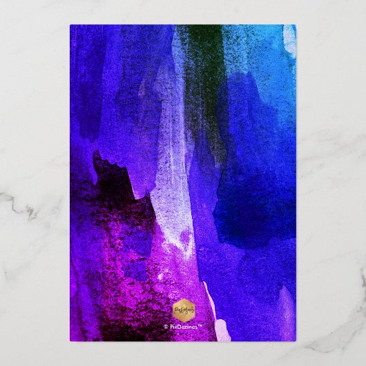 PixDezines Moderne Abstracte Waterverf Bar Mitswa Folie Uitnodiging (Achterkant)