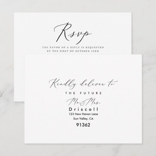 PixDezines Moderne Elegante Calligraphy RSVP Uitnodiging Briefkaart (Voorkant / Achterkant)