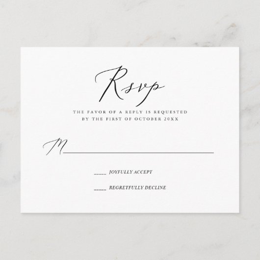 PixDezines Moderne Elegante Calligraphy RSVP Uitnodiging Briefkaart (Achterkant)