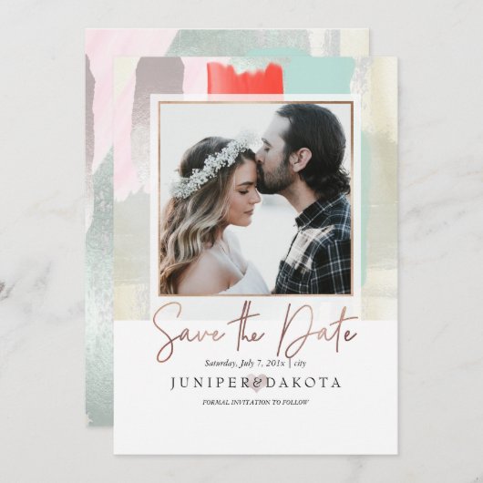 PixDezines Moderne Kunst, Koraal+Mint Kaart (Voorkant / Achterkant)