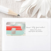 PixDezines Moderne Kunst, Waterverf Koraal Zeeschu Etiket (Insitu)