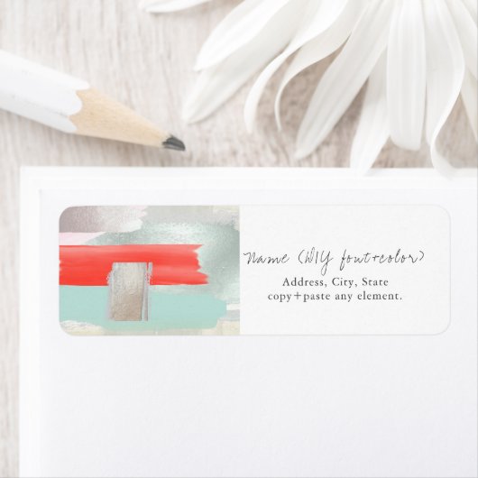 PixDezines Moderne Kunst, Waterverf Koraal Zeeschu Etiket (Insitu)