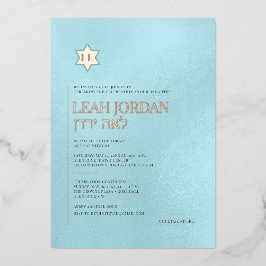 PixDezines Moderne Minimalistische Bat Mitzvah Folie Uitnodiging