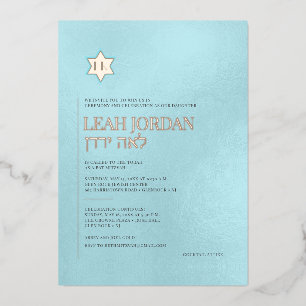 PixDezines Moderne Minimalistische Bat Mitzvah Folie Uitnodiging