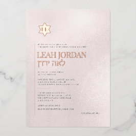 PixDezines Moderne Minimalistische Roze Gouden Bat Folie Uitnodiging