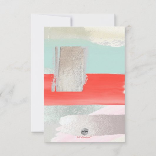 PixDezines Moderne Waterverf Koraal Details Kaarte RSVP Kaartje (Achterkant)