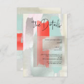 PixDezines Moderne Waterverf Koraal Details Kaarte RSVP Kaartje (Voorkant / Achterkant)