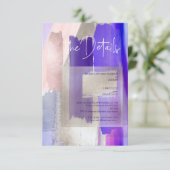 PixDezines Moderne Waterverf Paarse Details Kaarte RSVP Kaartje (Staand voorkant)