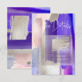 PixDezines Moderne Waterverf Paarse Details Kaarte RSVP Kaartje (Voorkant / Achterkant)